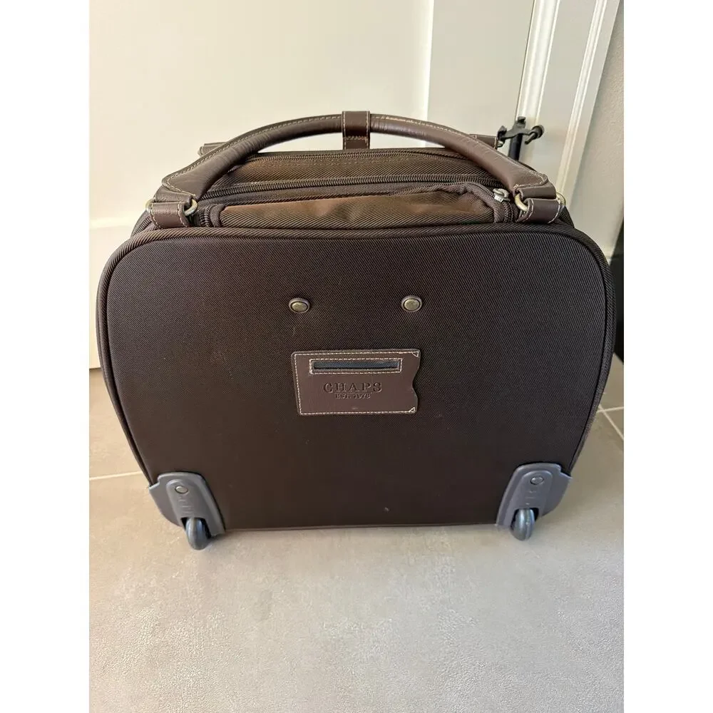Chaps Ralph Lauren Brown Rolling Business Briefcase Carry-on Overnight Luggage